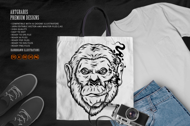 puffing-primate-gorilla-cannabis-induced-creativity-outline