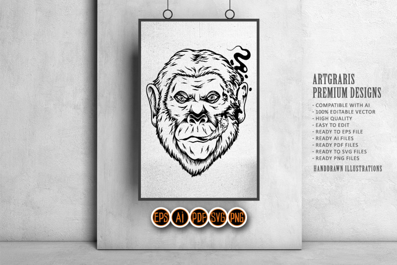 puffing-primate-gorilla-cannabis-induced-creativity-outline