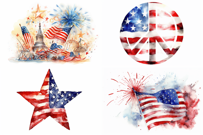 4th-of-july-watercolor-collection
