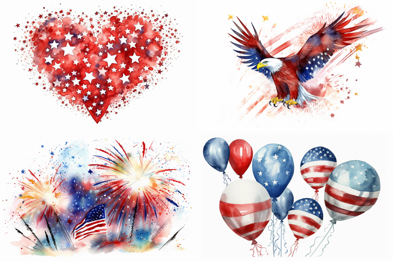 4th-of-july-watercolor-collection