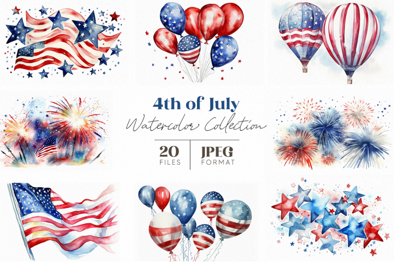 4th-of-july-watercolor-collection