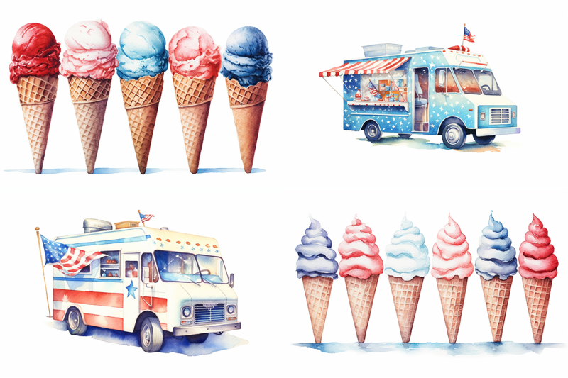 4th-of-july-ice-cream-watercolor-collection