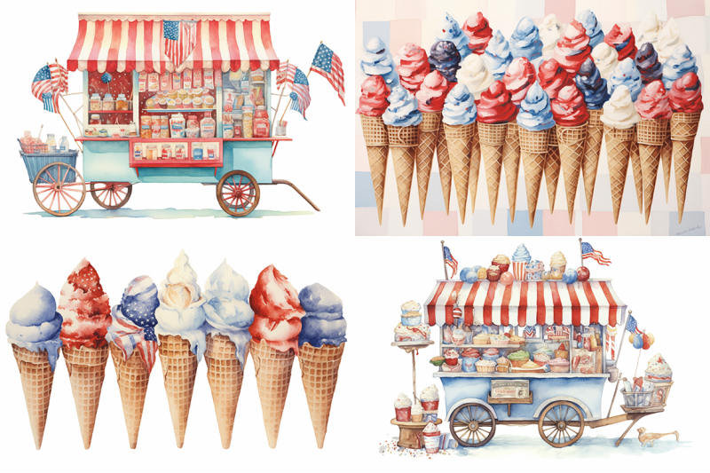 4th-of-july-ice-cream-watercolor-collection