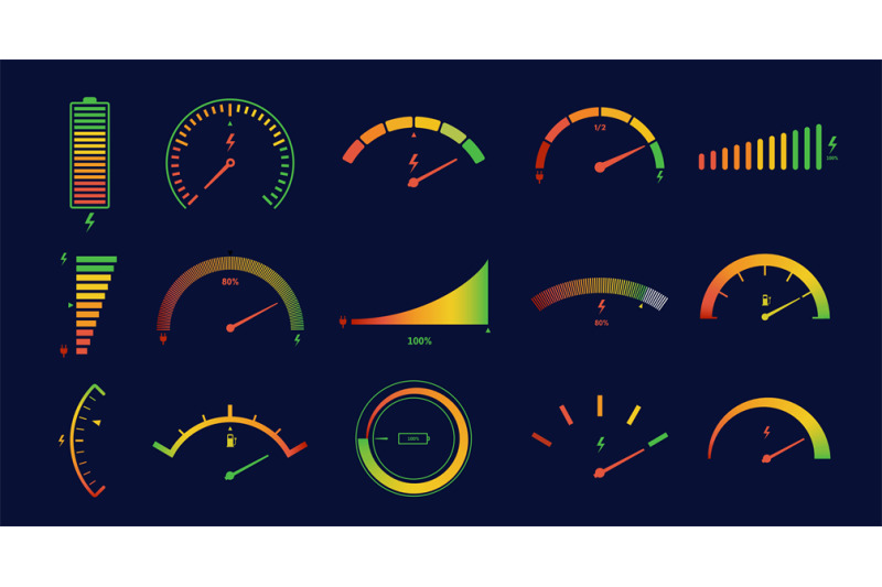 electric-car-gauge-scales-energy-meter-battery-power-level-indicator