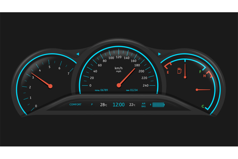 car-dashboard-vehicle-performance-monitoring-indicators-and-gauges-f