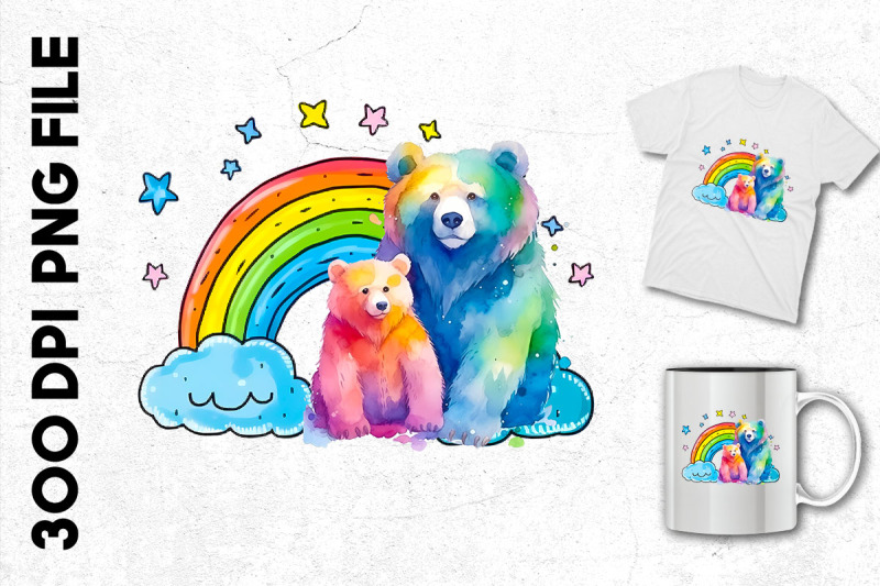 rainbow-mama-bear-and-cub