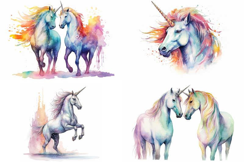 rainbow-unicorns-watercolor-collection