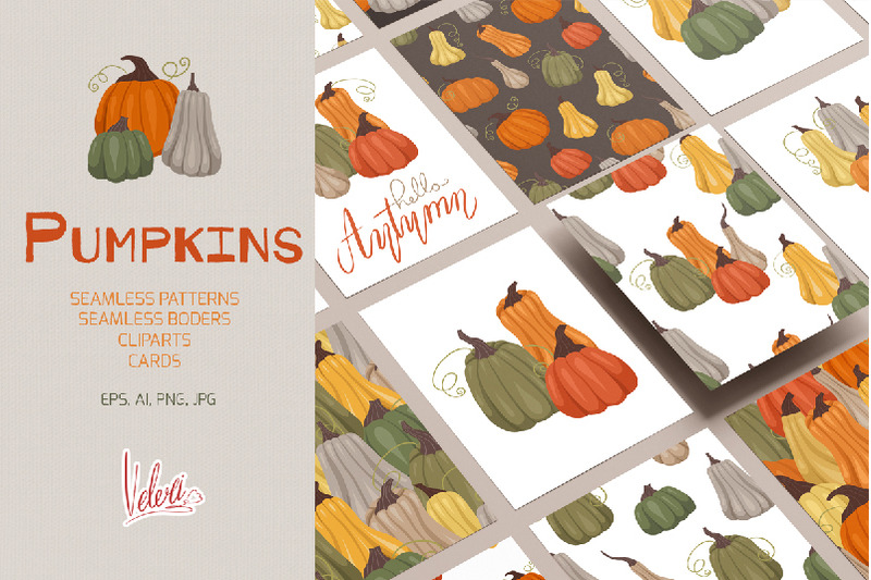 pumpkins-vector-patterns-and-cliparts-set