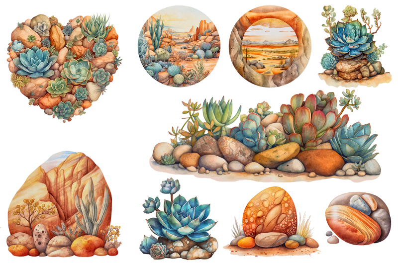 desert-pebbles-amp-succulent-clipart-set