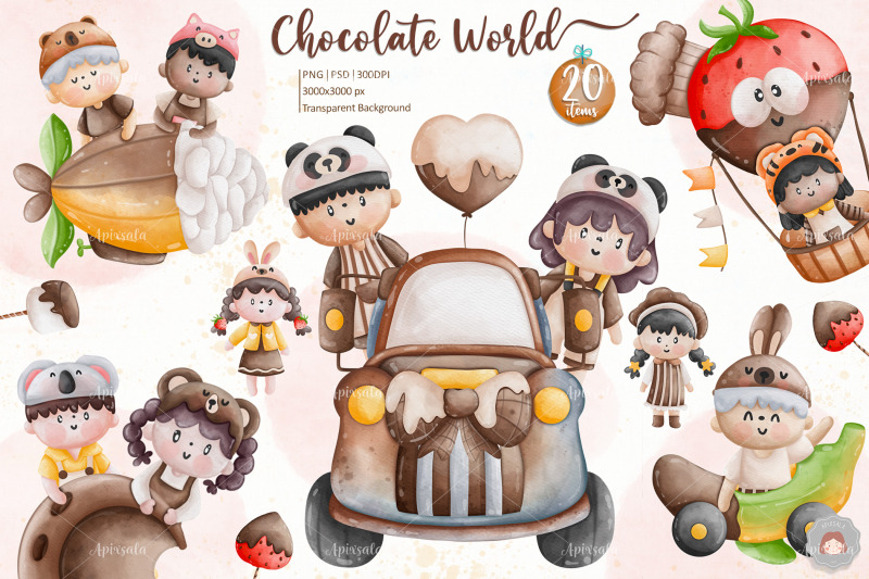 watercolor-chocolate-world-boy-girl-clipart-sublimation