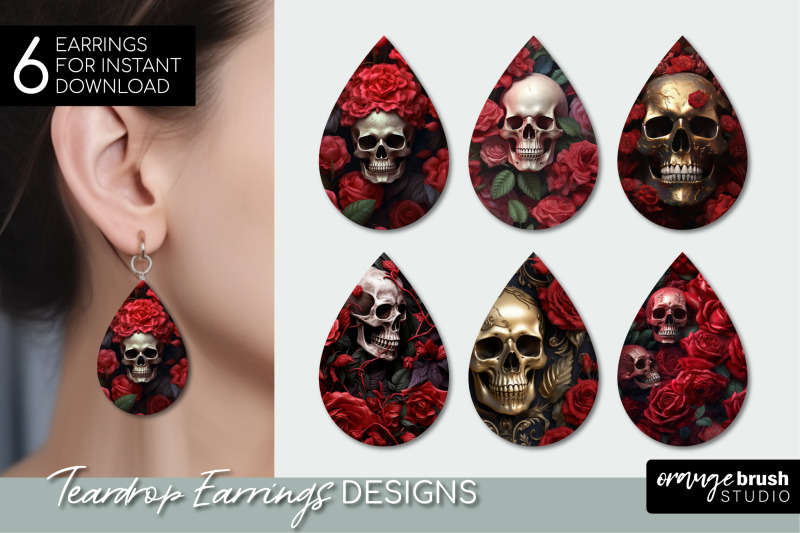 3d-skull-teardrop-earring-sublimation-halloween-3d-earrings