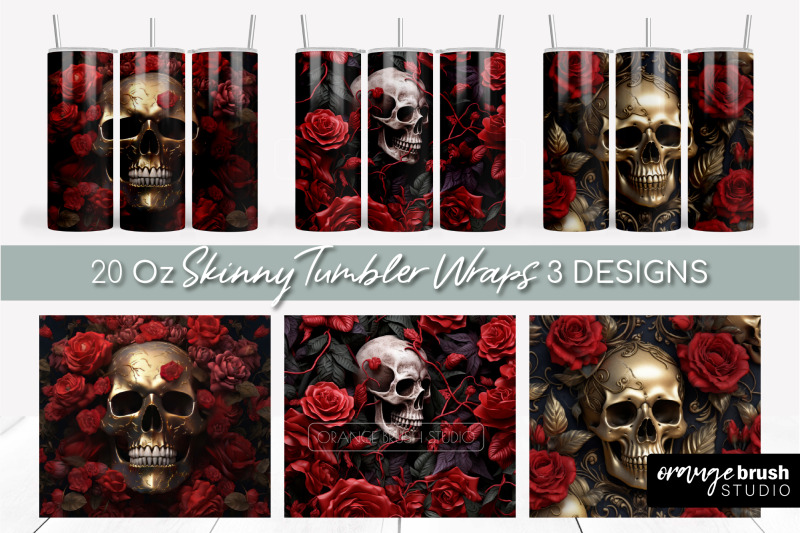 3d-tumbler-wrap-skull-3d-sublimation-halloween-tumbler