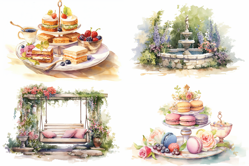 garden-tea-party-watercolor-collection