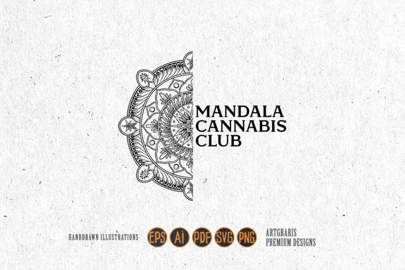 classic-mandala-cannabis-club-swirl-logo-ornament-illustrations-monoch