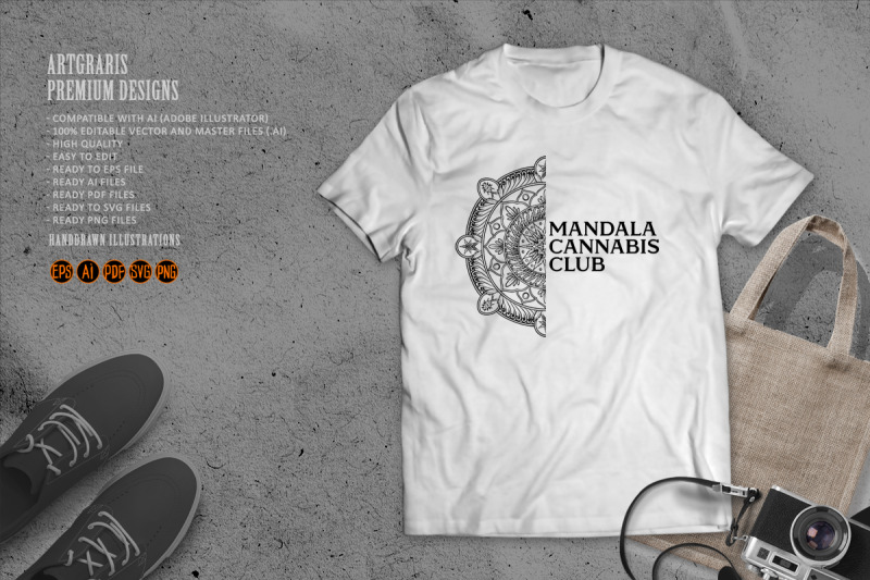 classic-mandala-cannabis-club-swirl-logo-ornament-illustrations-monoch