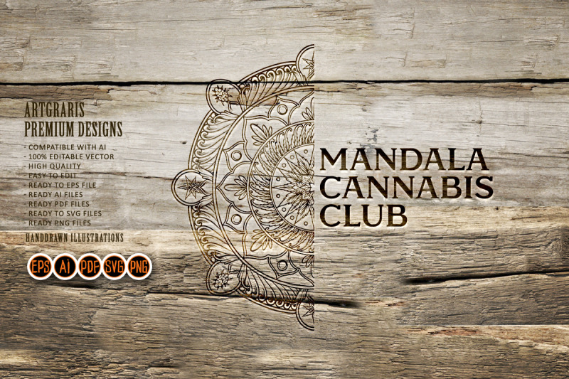 classic-mandala-cannabis-club-swirl-logo-ornament-illustrations-monoch