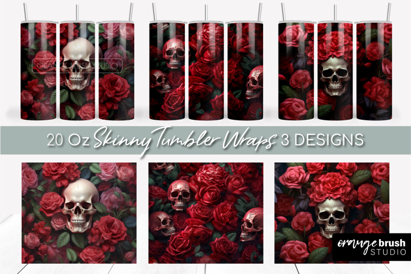 3d-tumbler-wrap-floral-skull-halloween-skull-tumbler-png
