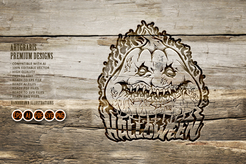 scary-pumpkins-flaming-lettering-halloween-melted-logo-illustrations