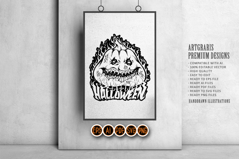 scary-pumpkins-flaming-lettering-halloween-melted-logo-illustrations