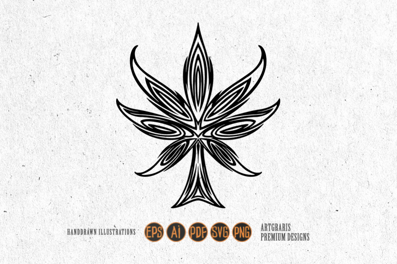 classic-weed-leaf-mandala-ornament-logo-illustrations-silhouette
