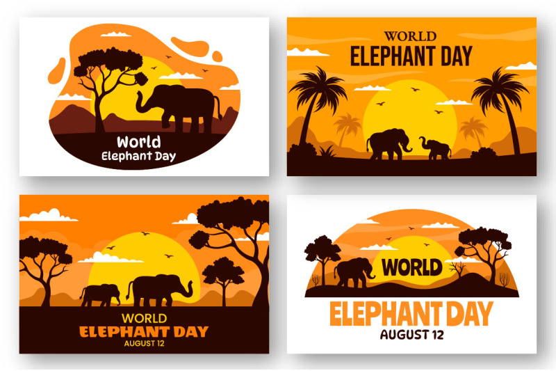 14-world-elephant-day-vector-illustration