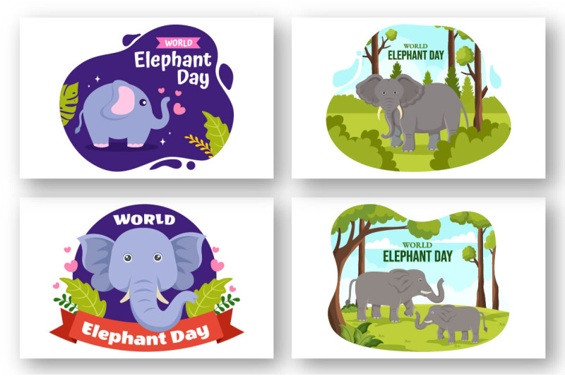 14-world-elephant-day-vector-illustration