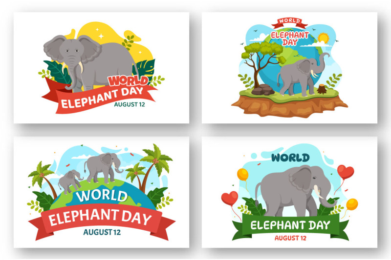 14-world-elephant-day-vector-illustration