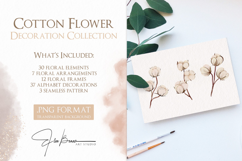 watercolor-cotton-flower-and-alphabet-decoration