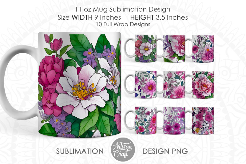 watercolor-flowers-png-for-11oz-mug-sublimation-watercolor-mug-wraps