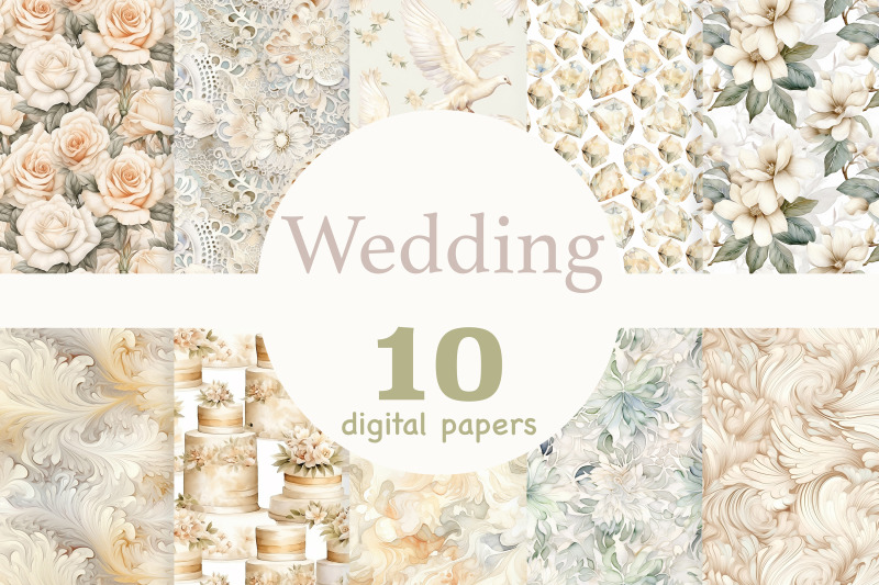 watercolor-wedding-digital-paper-ivory-pattern