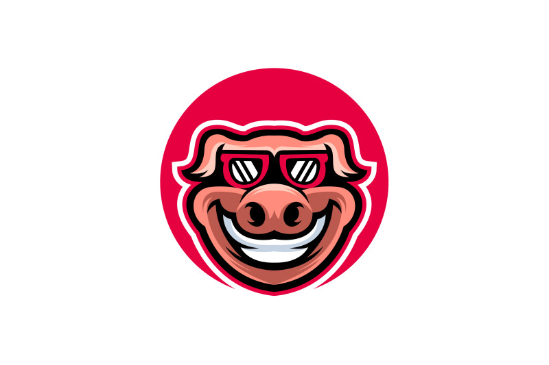 smiling-pig-head-logo-template