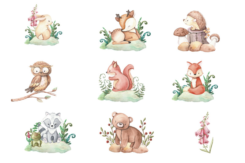 woodland-animals-clipart-forest-cute-baby-animals-clipart