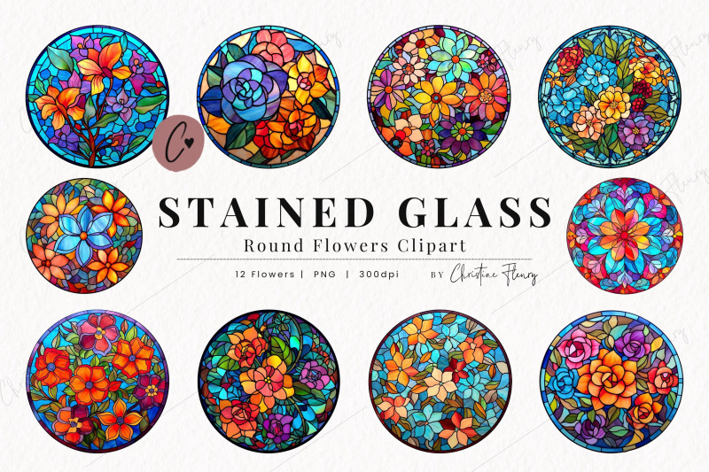 round-flower-stained-glass-clipart