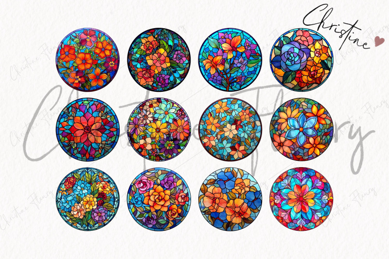 round-flower-stained-glass-clipart