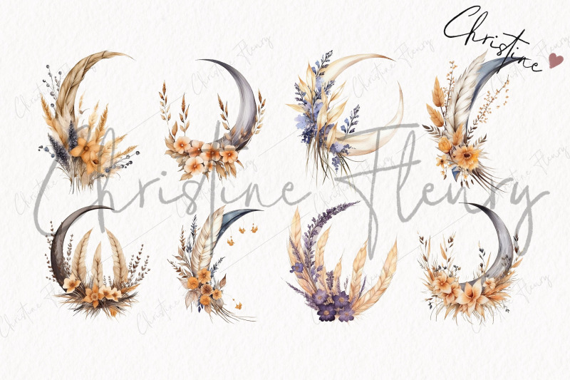 watercolor-boho-moon-floral-clipart