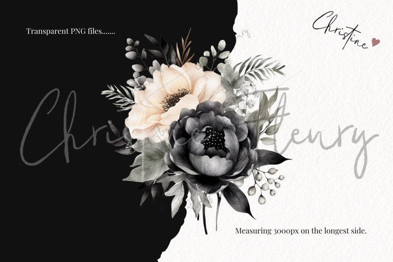 watercolor-black-and-cream-floral-clipart