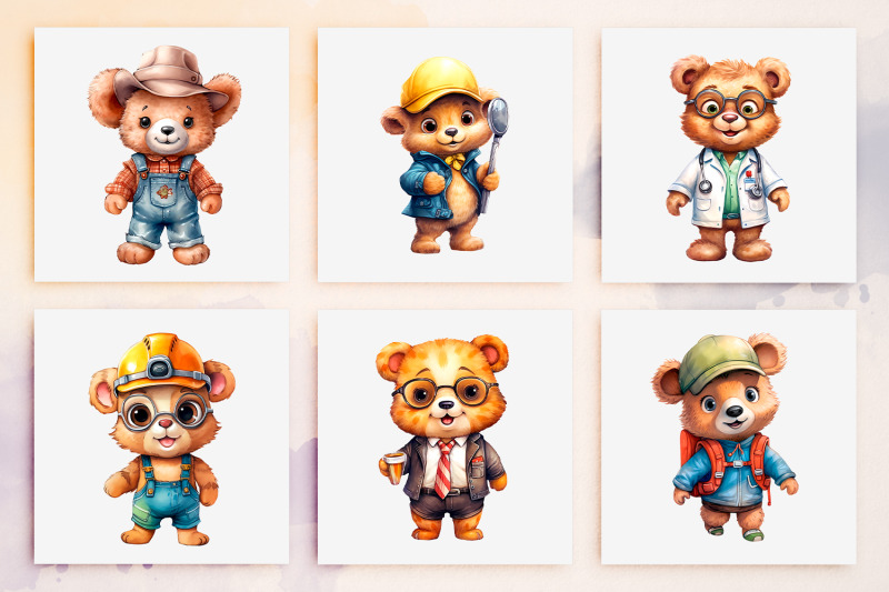 ultimate-teddy-bear-career-clipart-30-bears-watercolor-png