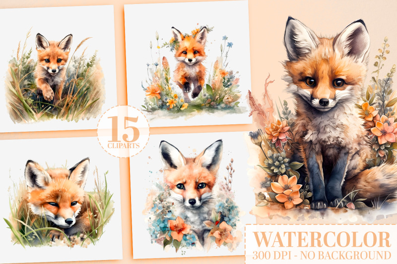 watercolor-fox-nursery-bundle-15-digital-clip-art