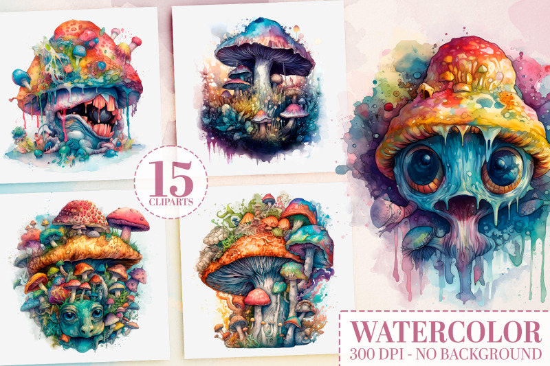 mystical-mushroom-clipart-bundle-15-magical-watercolor-pngs