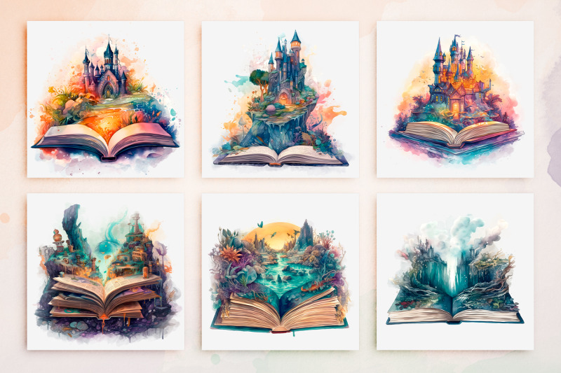 30-watercolor-vintage-amp-fantasy-book-clipart-png-old-books