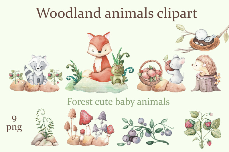 woodland-animals-clipart-forest-cute-baby-animals-clipart