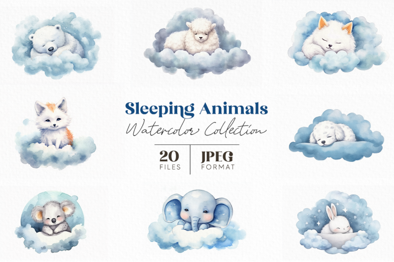 sleeping-animals-watercolor-collection