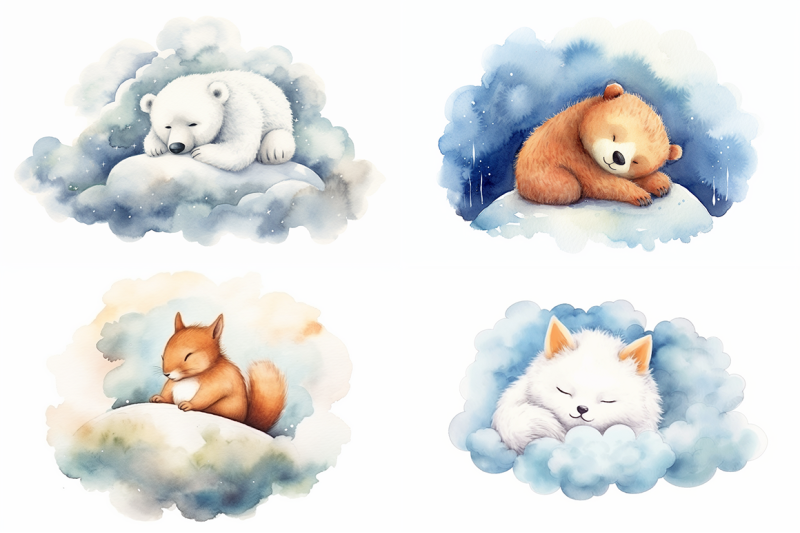 sleeping-animals-watercolor-collection
