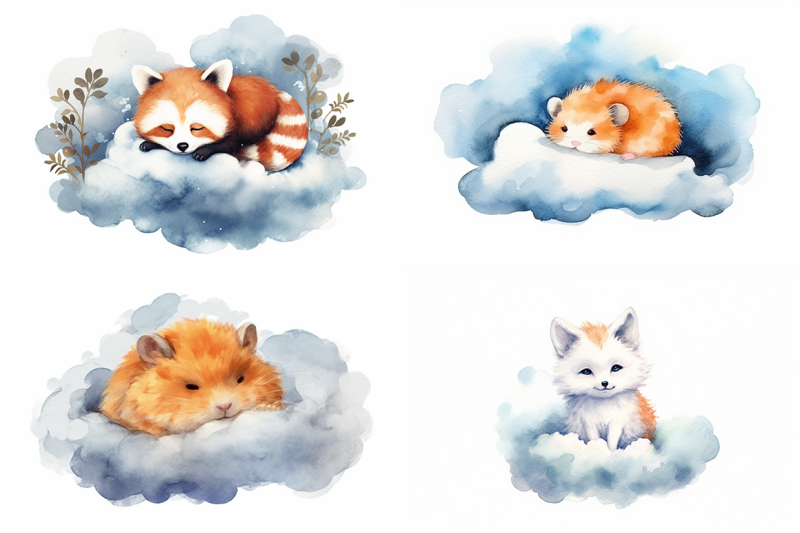 sleeping-animals-watercolor-collection