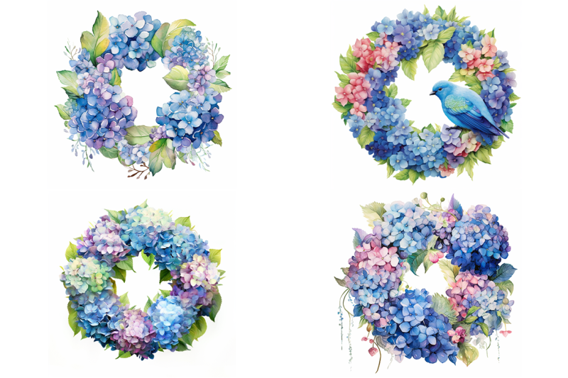 blue-hydrangea-wreaths-watercolor-collection