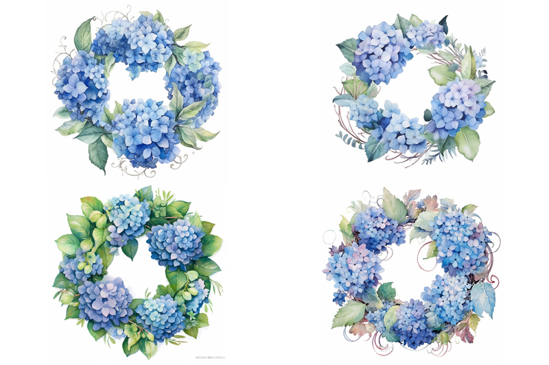 blue-hydrangea-wreaths-watercolor-collection