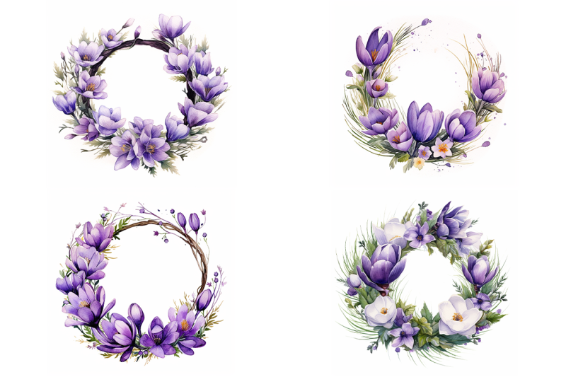 crocus-wreaths-watercolor-collection