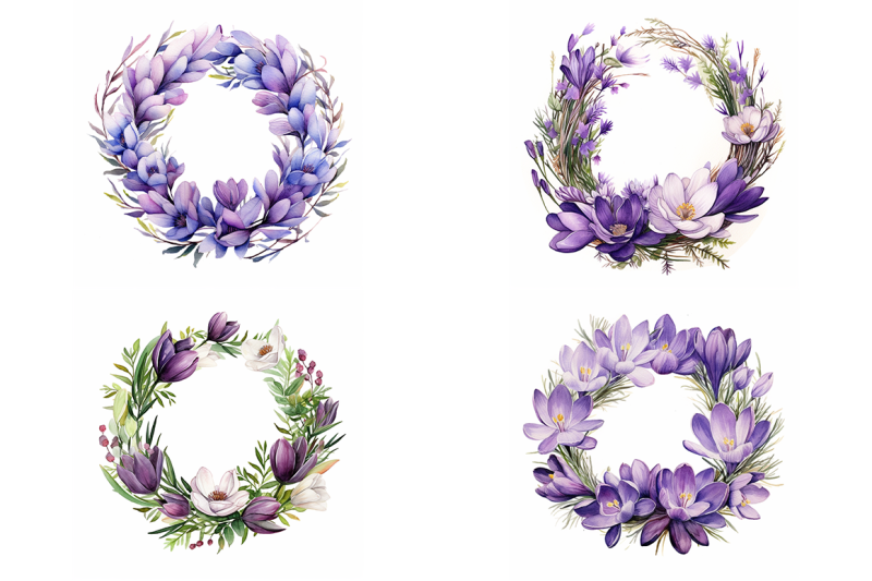 crocus-wreaths-watercolor-collection