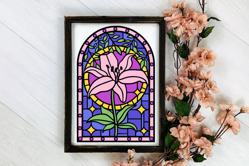 lily-stained-glass-papercut-svg
