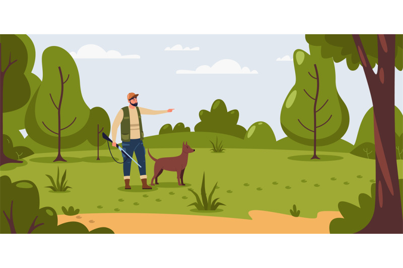 hunting-illustration-cartoon-hunter-holding-gun-and-aiming-at-target